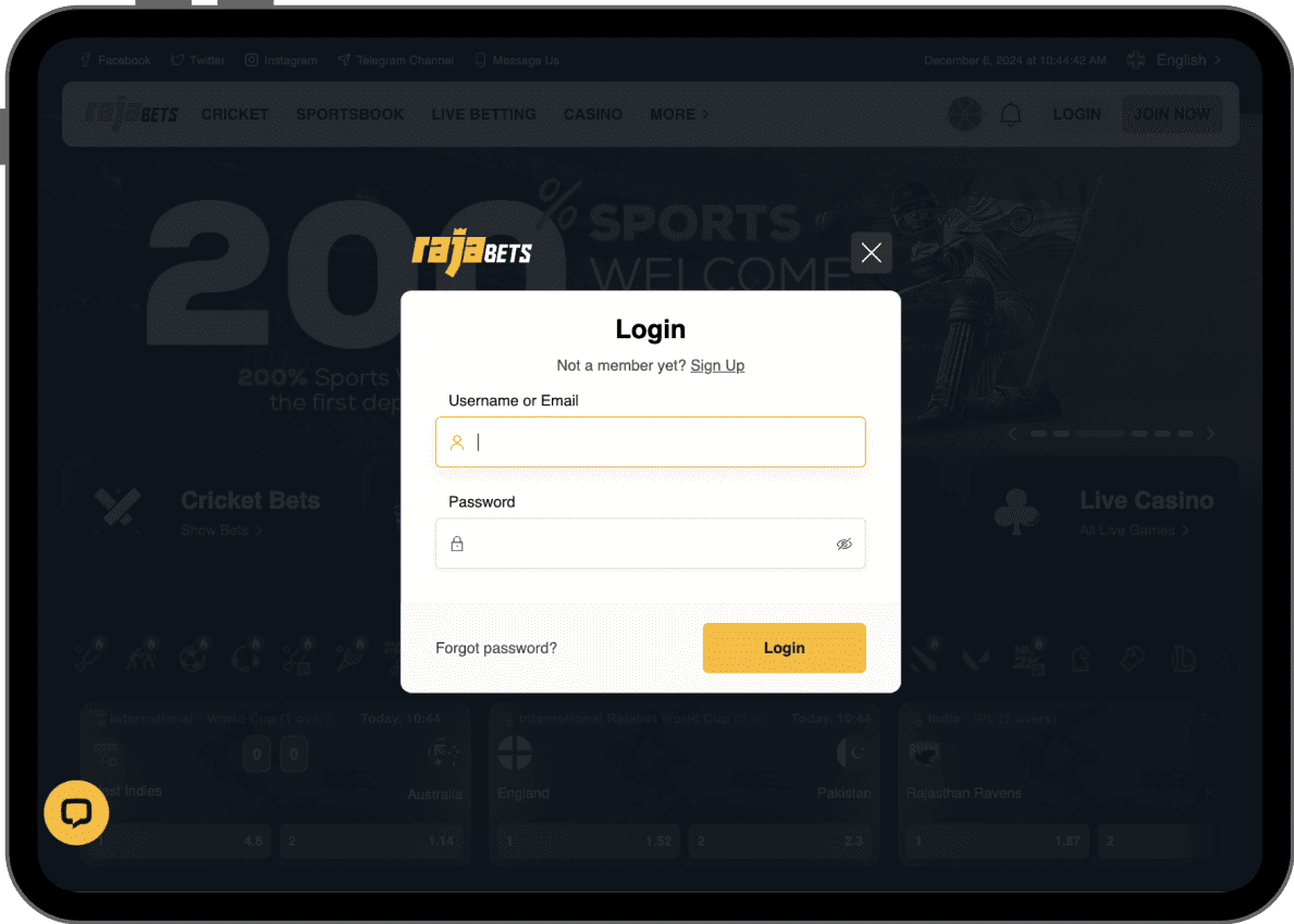 lοgіn іn Rајаbеtѕ арр